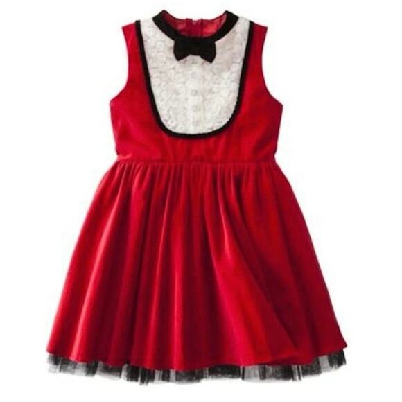 Harajuku Mimi for Target Girls Tuxedo Red Velvet Dress Sz 6 - Picture 1 of 10
